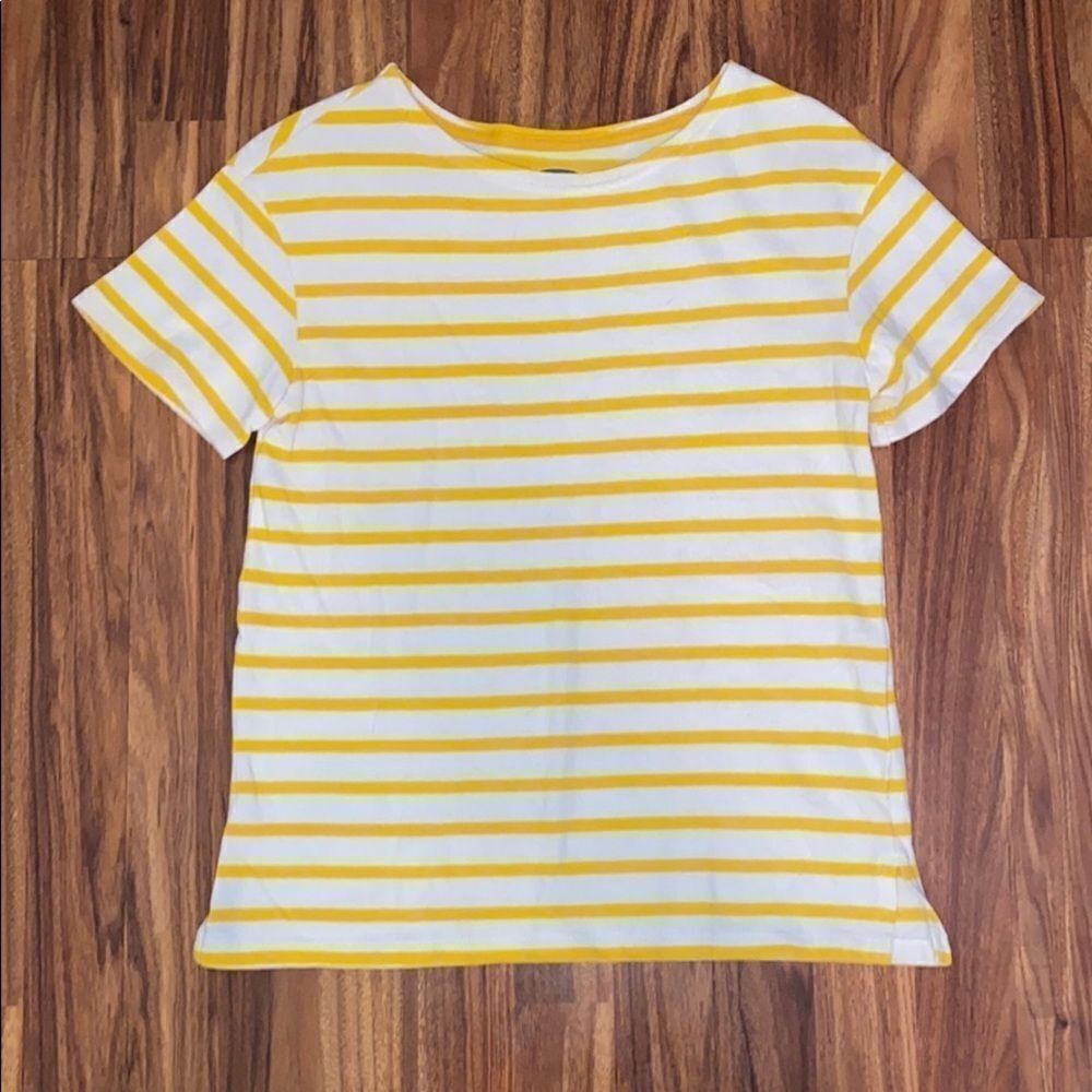 Old Navy Knit T-Shirt Yellow & White Stripes Women's Size Small
